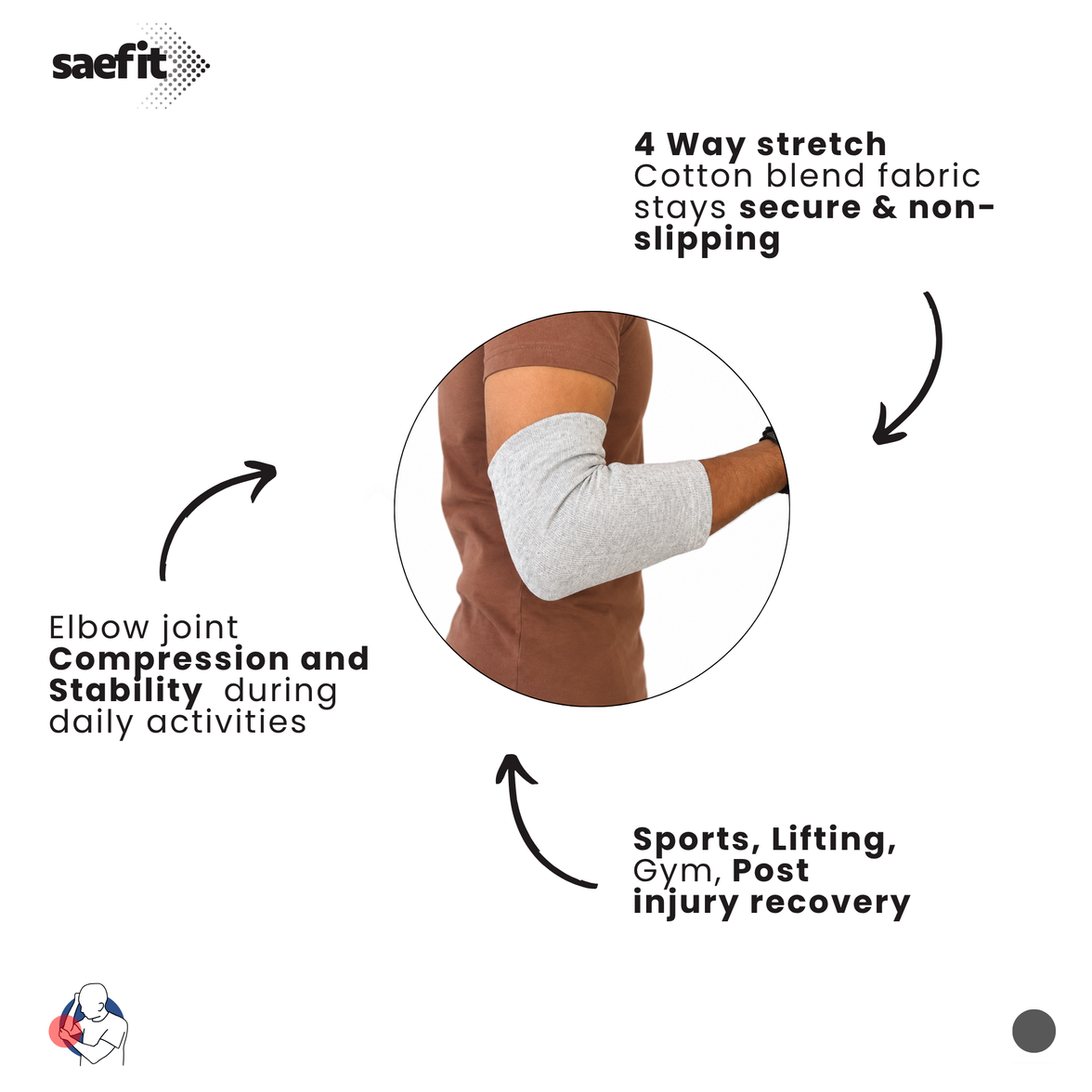 Saefit Elbow Support 4 Way | Elbow Compression and Stability
