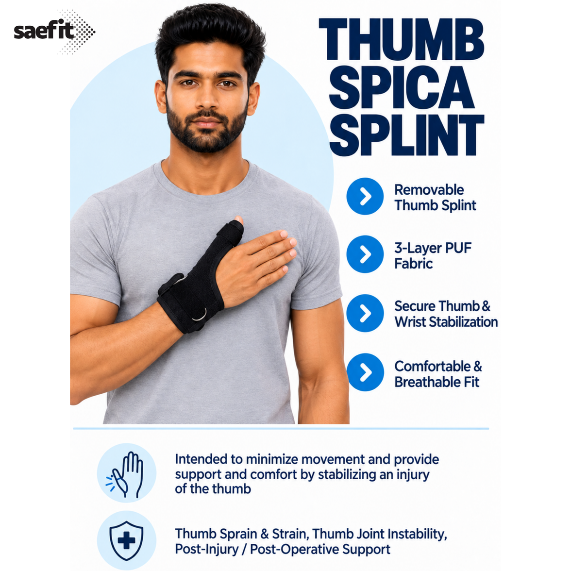 Saefit Thumb Spica Splint | Enhanced Thumb Stabilization