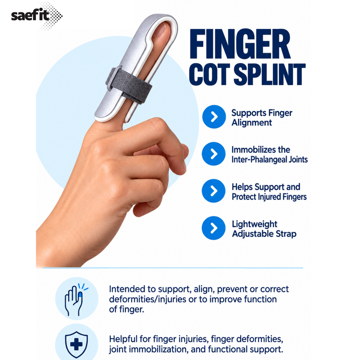 Saefit Finger Cot Splint | Immobilizes the inter-phalangeal joints of fingers