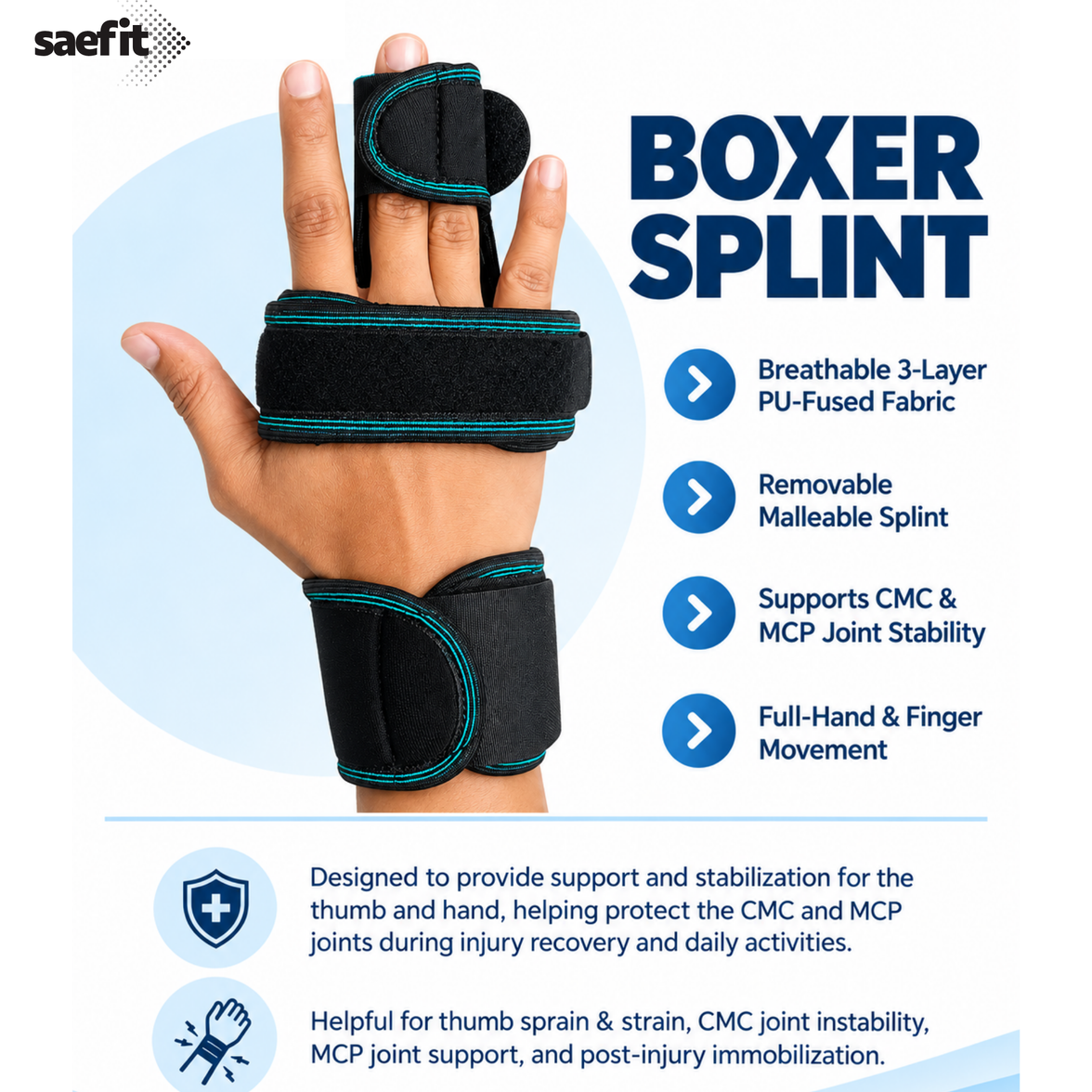 Saefit Boxer Splint | CMC & MCP Joint Stability